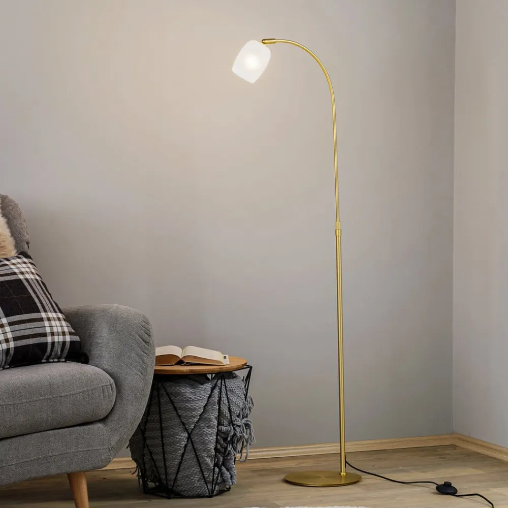 Lucande Gulvlamper|Gulvlamper>Taylan gulvlampe af jern, glasskærm