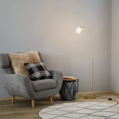 Lucande Gulvlamper|Gulvlamper>Taylan gulvlampe af jern, glasskærm