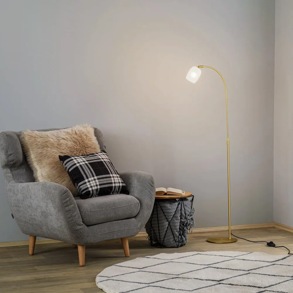 Lucande Gulvlamper|Gulvlamper>Taylan gulvlampe af jern, glasskærm