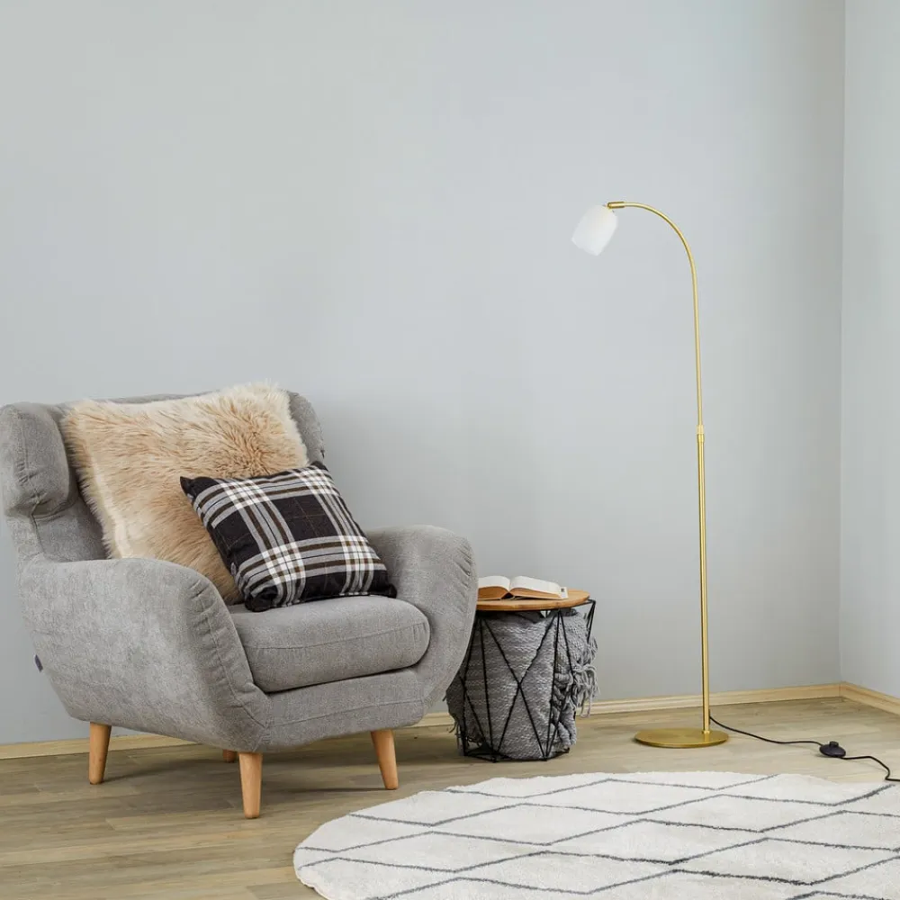 Lucande Gulvlamper|Gulvlamper>Taylan gulvlampe af jern, glasskærm