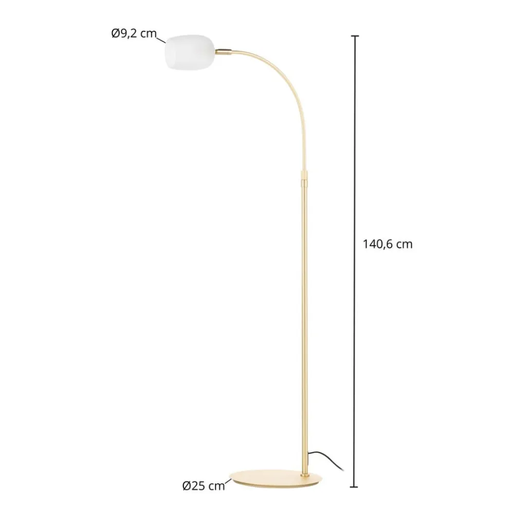 Lucande Gulvlamper|Gulvlamper>Taylan gulvlampe af jern, glasskærm