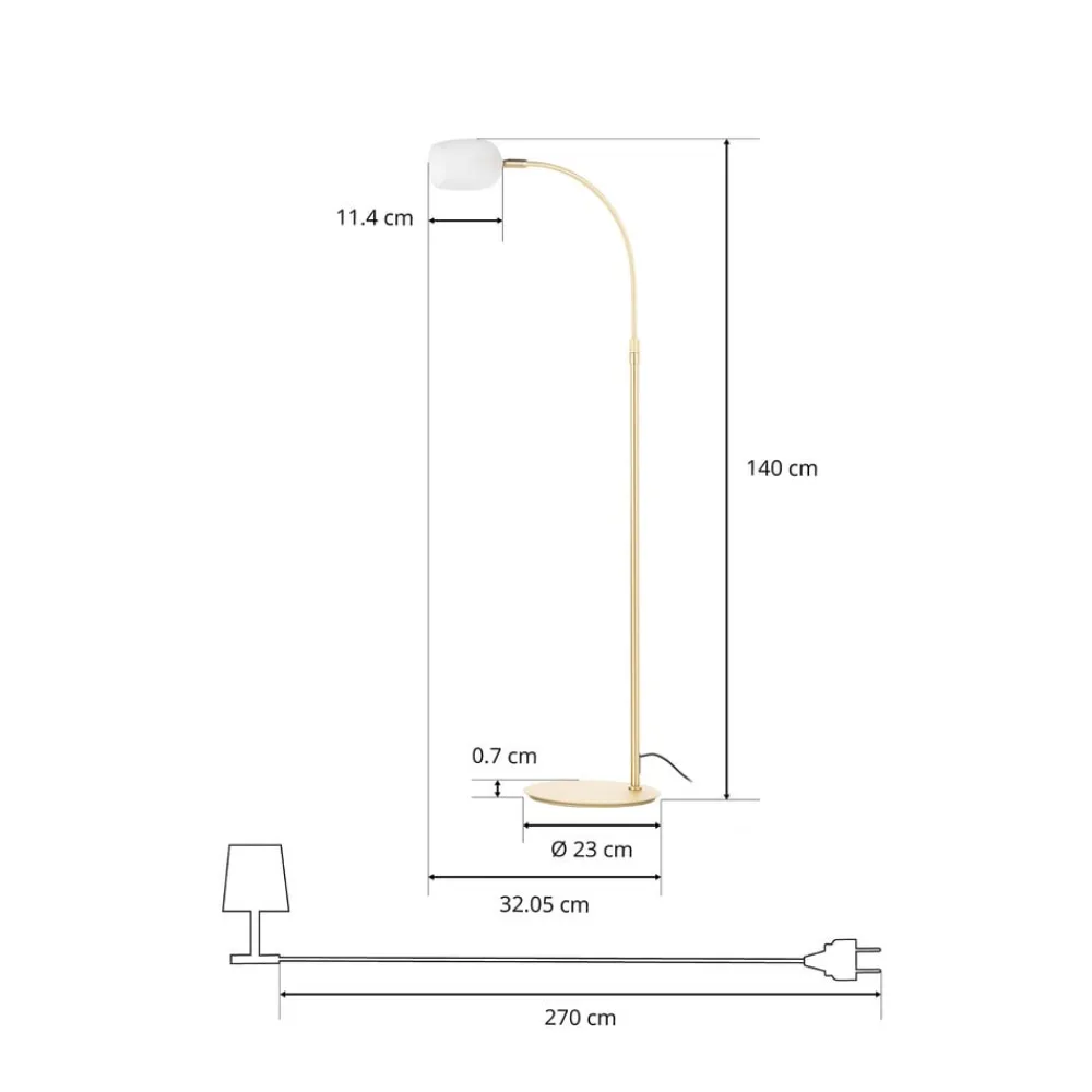 Lucande Gulvlamper|Gulvlamper>Taylan gulvlampe af jern, glasskærm