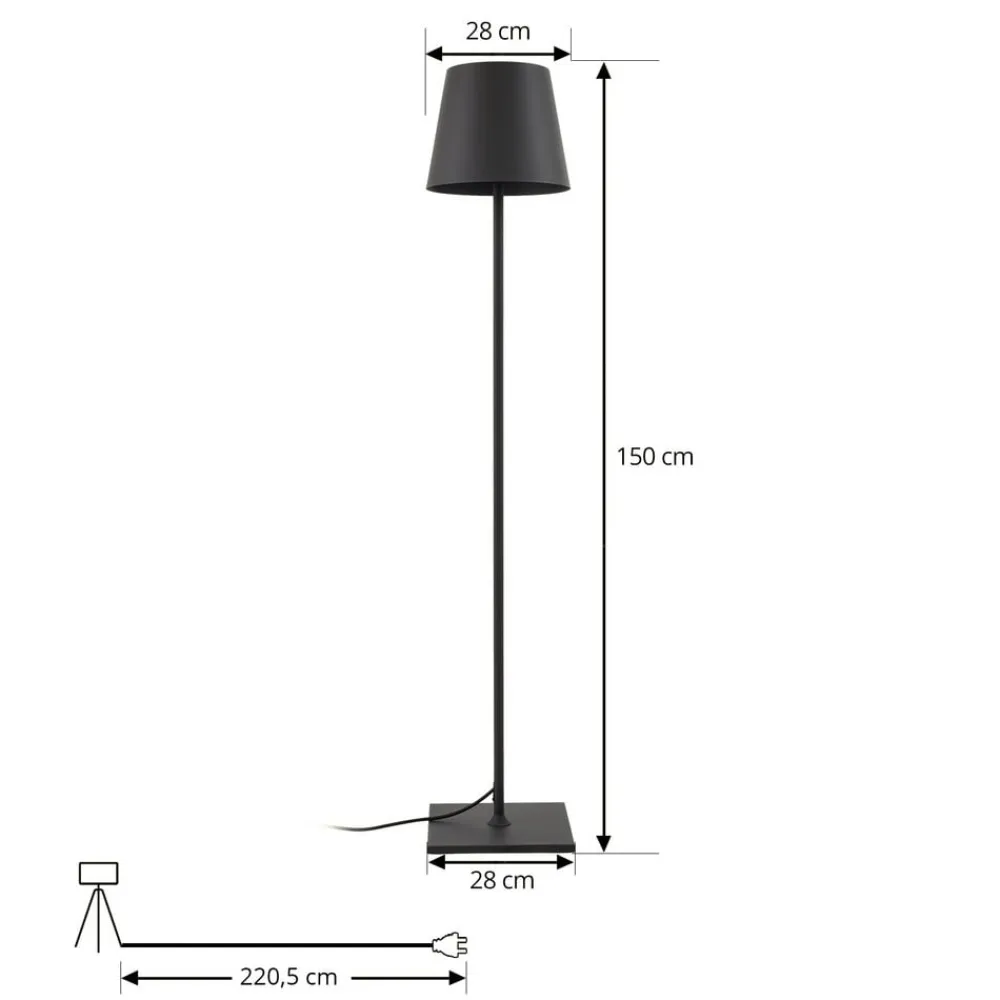 Lucande Terrassebelysning>terrasselampe Andrei, grå, 150 cm høj, IP54, E27
