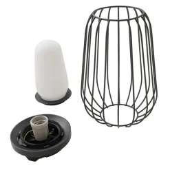 Lucande terrasselampe Chandan, 32,1 cm, sort, aluminium