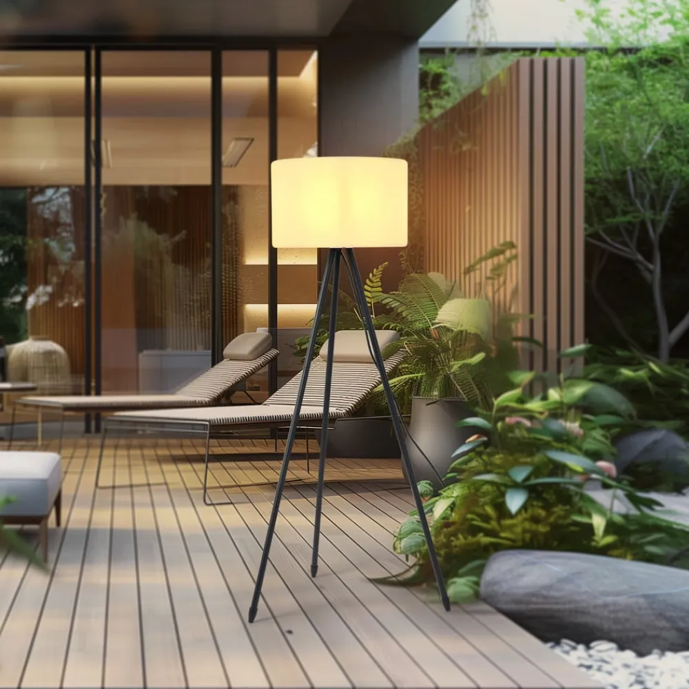 Lucande Terrassebelysning>terrasselampe Jaimy, 130 cm, trefod, aluminium