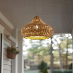 Lucande Terrassebelysning|Udendørs Pendellamper>udendørs hængelampe Taniola, 1 lyskilde, beige, rattan, IP44