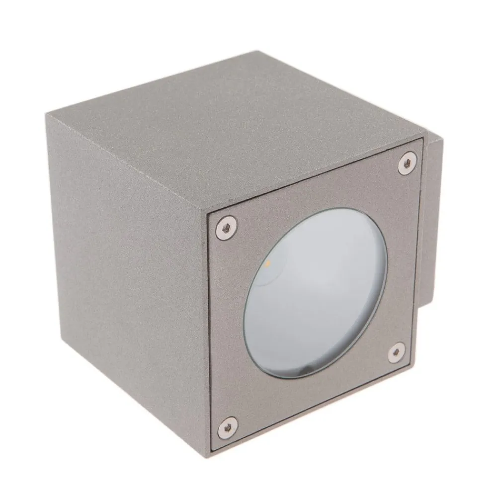 Lucande udendørs LED-væglampe Jarno, sølv, metal, 9 cm