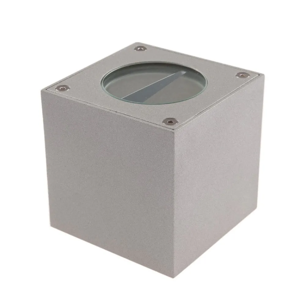 Lucande udendørs LED-væglampe Jarno, sølv, metal, 9 cm