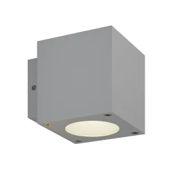 Lucande udendørs LED-væglampe Jarno, sølv, metal, 9 cm