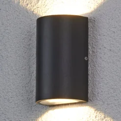 udendørs LED-væglampe Jale, 16 cm, antracit, aluminium^Lucande Outlet