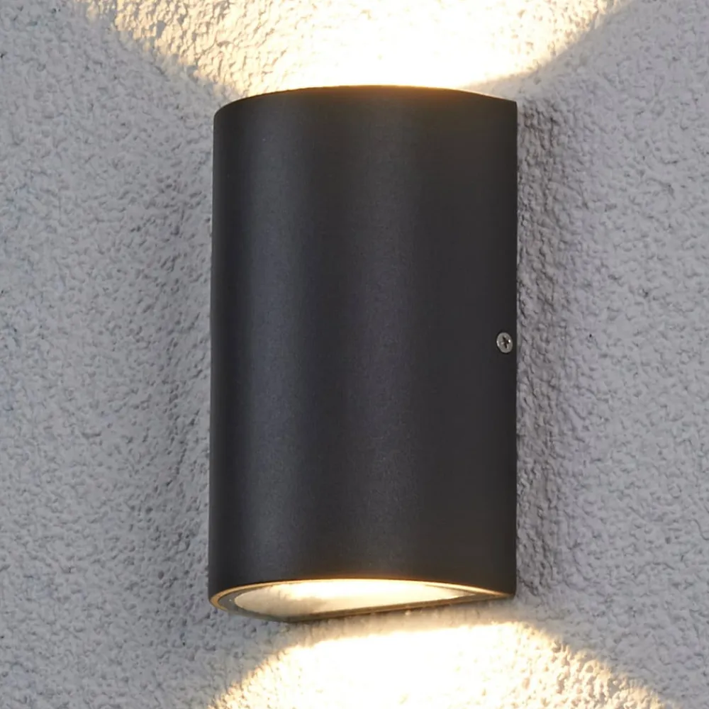 udendørs LED-væglampe Jale, 16 cm, antracit, aluminium^Lucande Outlet