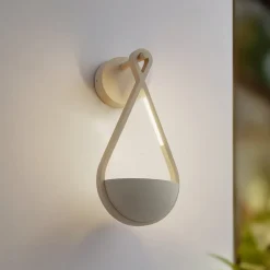 Lucande udendørs LED-væglampe Florka, beton, blomsterkurv, IP54