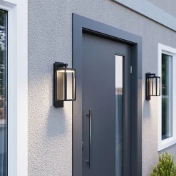 udendørs LED-væglampe Ferdinand, sæt med 2, grå, 38 cm^Lucande New