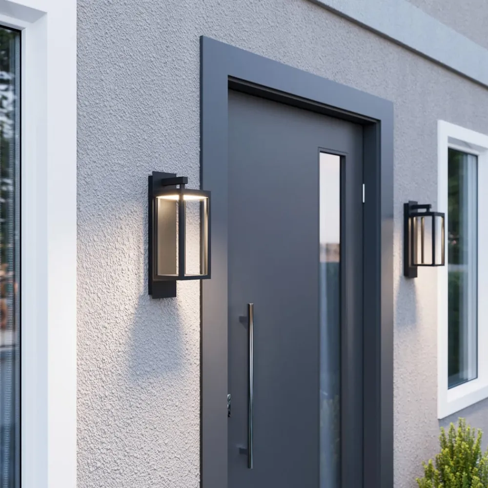 udendørs LED-væglampe Ferdinand, sæt med 2, grå, 38 cm^Lucande New