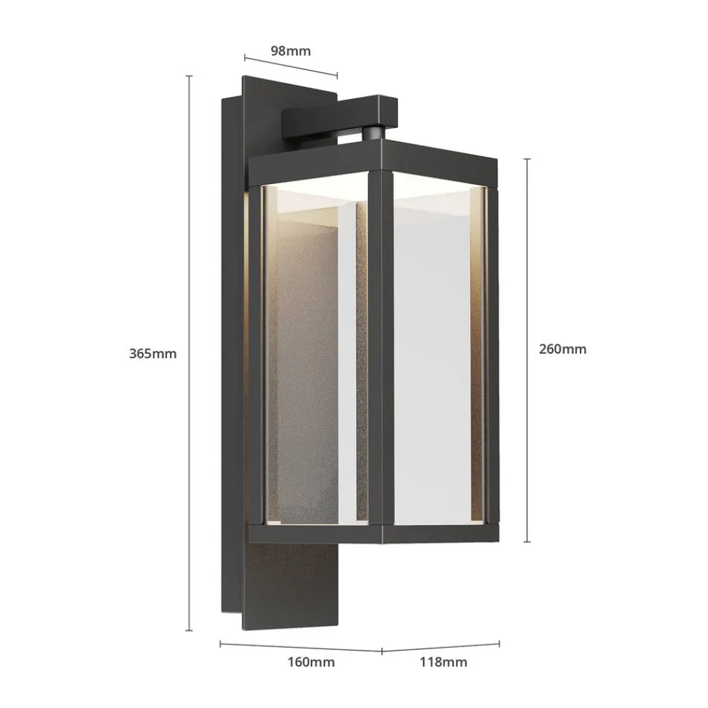 udendørs LED-væglampe Ferdinand, sæt med 2, grå, 38 cm^Lucande New