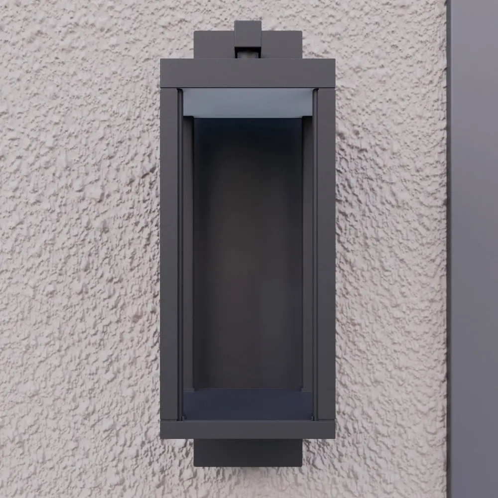 udendørs LED-væglampe Ferdinand, sæt med 2, grå, 38 cm^Lucande New