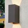 Lucande Væglamper>udendørs LED-væglampe Mikka, 17 cm, antracit, 2 lyskilder.