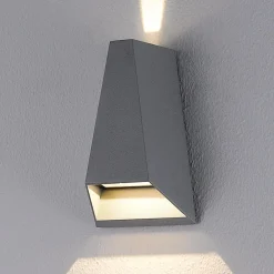 Lucande Terrassebelysning|Væglamper>udendørs LED-væglampe Jendrik, højde 17 cm, antracit