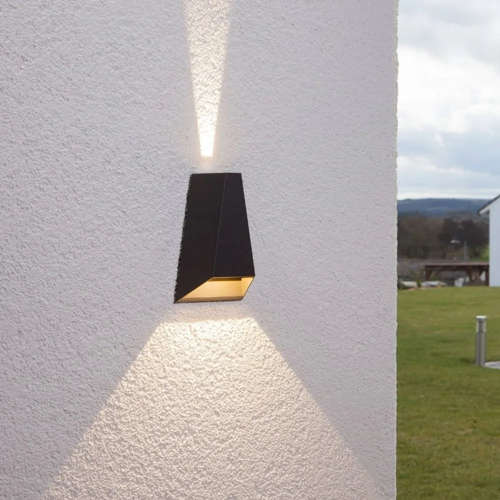Lucande Terrassebelysning|Væglamper>udendørs LED-væglampe Jendrik, højde 17 cm, antracit