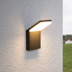 Lucande udendørs LED-væglampe Nevio, 17 cm, antracit, aluminium