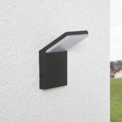 Lucande udendørs LED-væglampe Nevio, 17 cm, antracit, aluminium