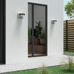 Lucande udendørs LED-væglampe Belna, beton, sensor, IP54