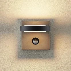 Lucande udendørs LED-væglampe Belna, beton, sensor, IP54