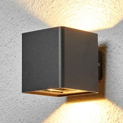 Lucande udendørs LED-væglampe Aaron, antracit, IP54, op/ned