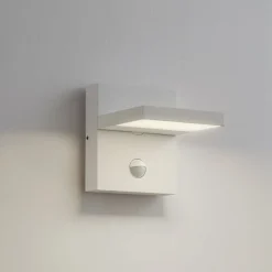 Lucande Væglampe Med Sensor|Væglamper>udendørs LED-væglampe Silvan, hvid, sensor, IP54, 16 cm