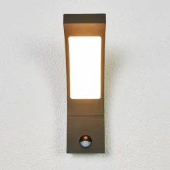 udendørs LED-væglampe Juvia, sensor, 27 cm, grå, IP54^Lucande Clearance
