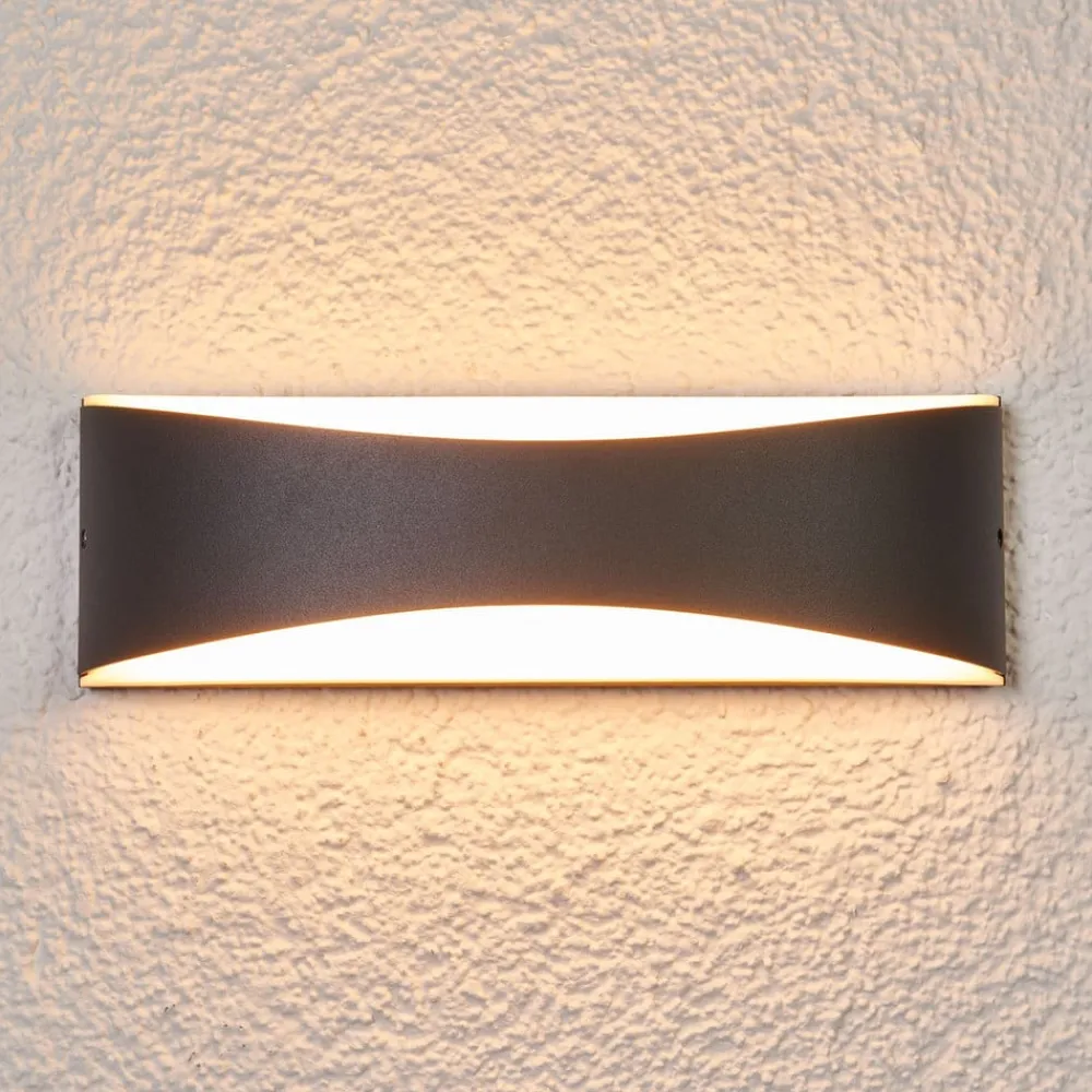 udendørs LED-væglampe Akira, antracit, metal, 23 cm^Lucande New