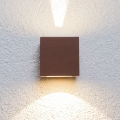 Lucande Væglamper>udendørs LED-væglampe Jarno, rust, metal, 9 cm