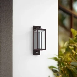 udendørs LED-væglampe Ferdinand, rust, sensor, IP54^Lucande New
