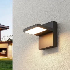 Lucande udendørs LED-væglampe Silvan, antracit, IP65, 14 cm