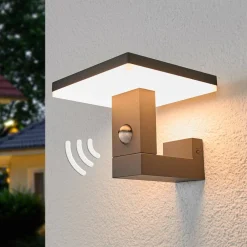Lucande Væglampe Med Sensor|Terrassebelysning>udendørs LED-væglampe Olesia, 15 cm, sensor, IP54