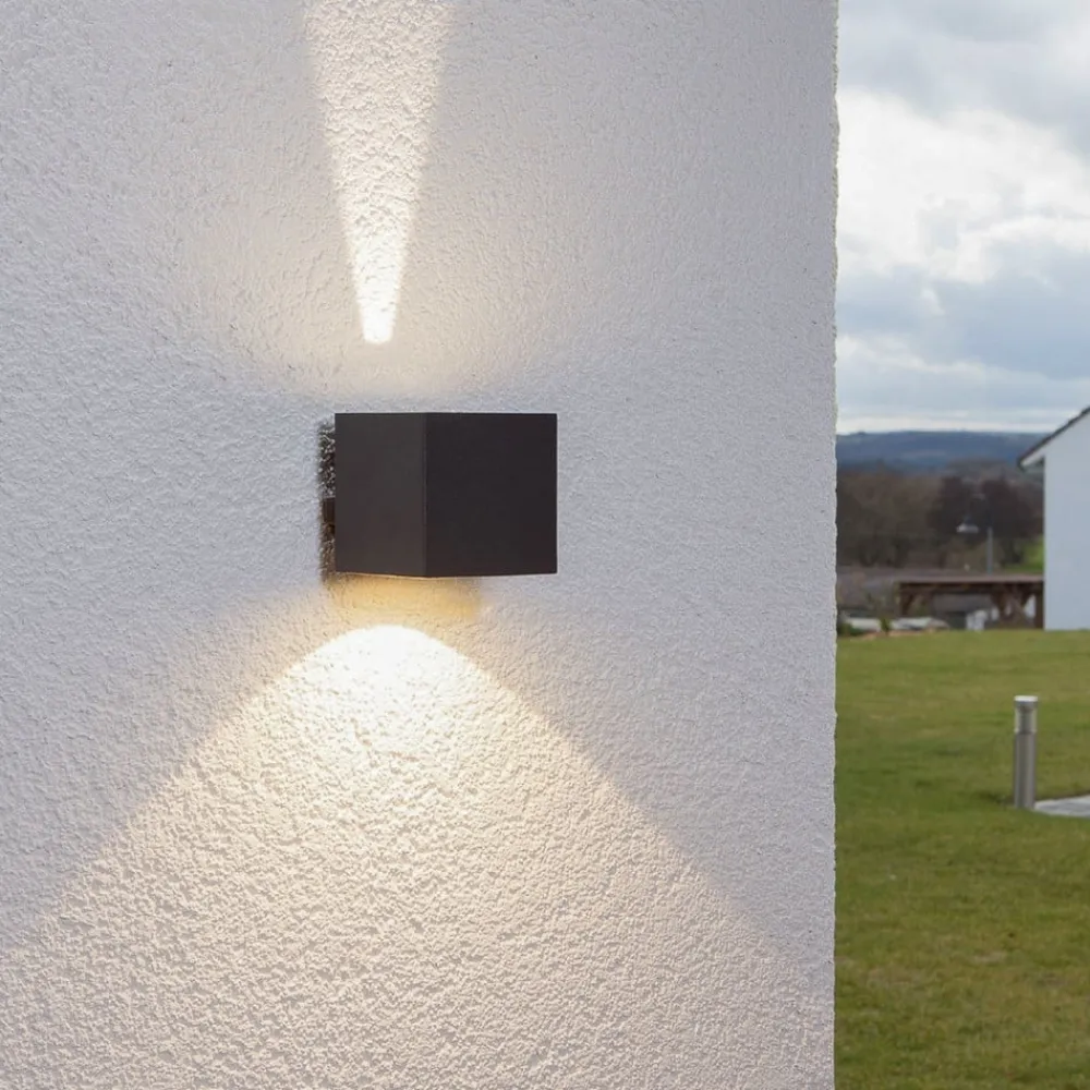 Lucande Terrassebelysning|Væglamper>udendørs LED-væglampe Jarno, antracit, metal, 9 cm