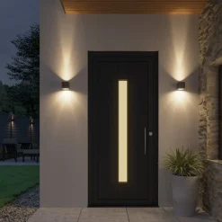 Lucande Terrassebelysning|Væglamper>udendørs LED-væglampe Jarno, antracit, metal, 9 cm