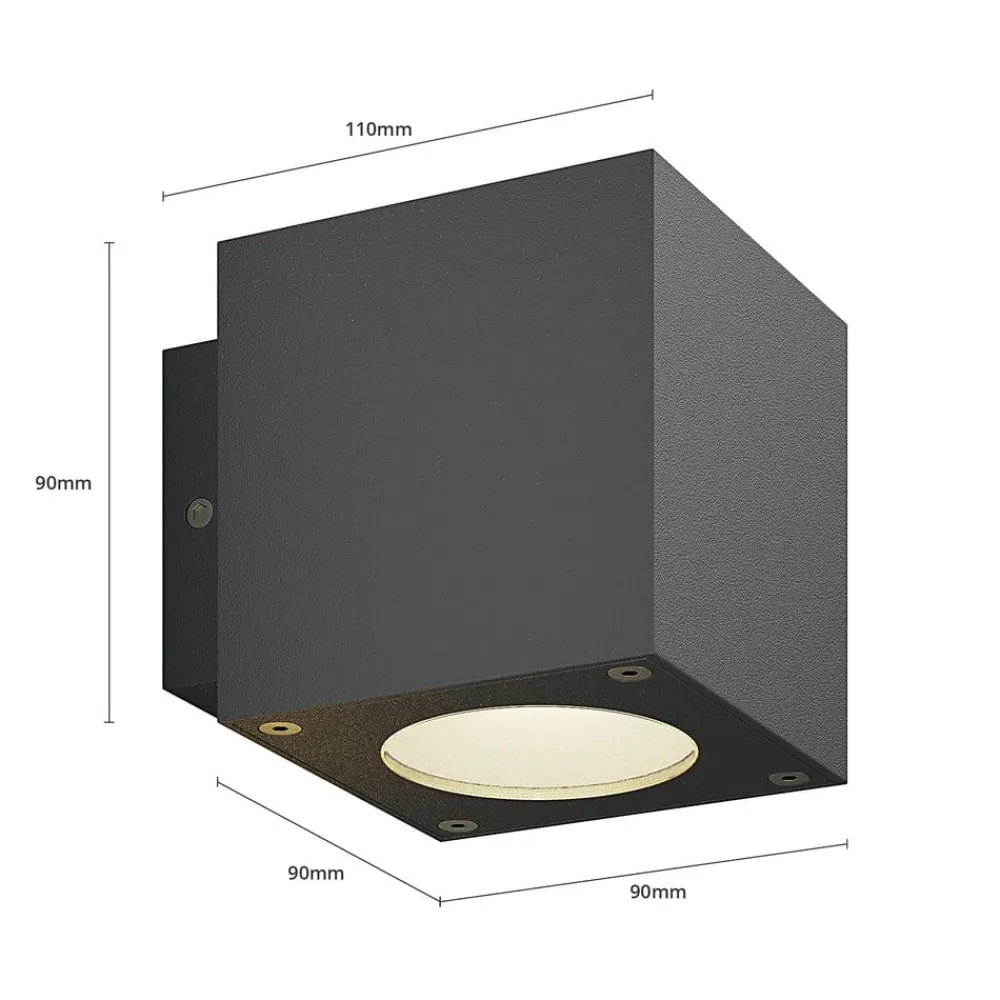 Lucande Terrassebelysning|Væglamper>udendørs LED-væglampe Jarno, antracit, metal, 9 cm