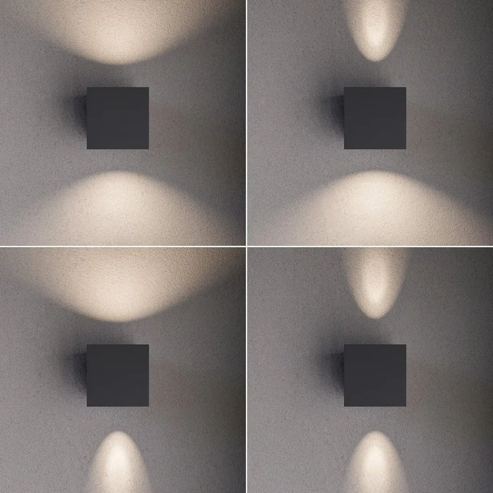 Lucande Terrassebelysning|Væglamper>udendørs LED-væglampe Jarno, antracit, metal, 9 cm