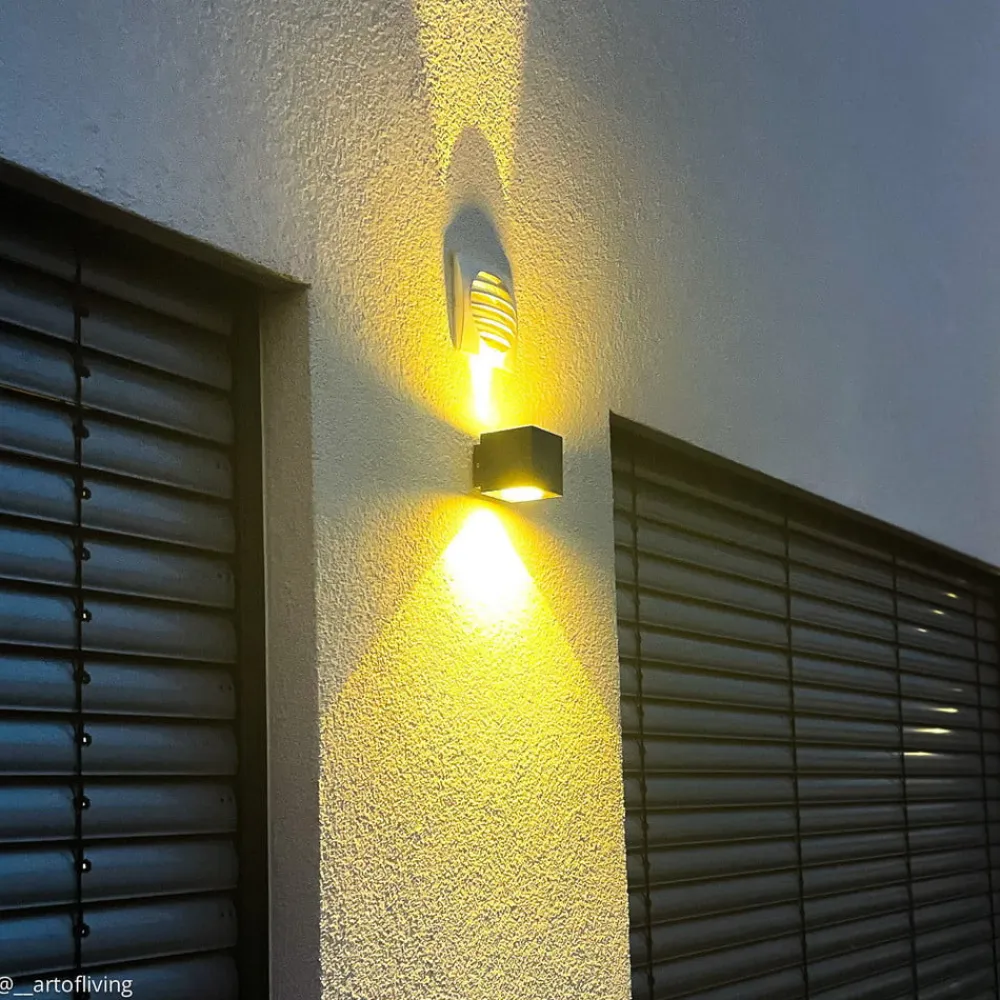 Lucande Terrassebelysning|Væglamper>udendørs LED-væglampe Jarno, antracit, metal, 9 cm