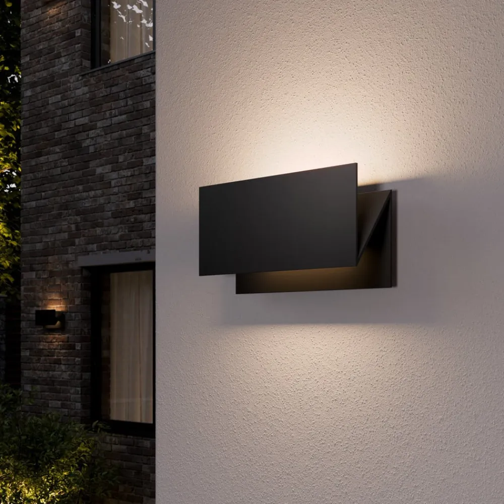 Lucande Terrassebelysning|Væglamper>udendørs LED-væglampe Meja, sort, metal, IP54
