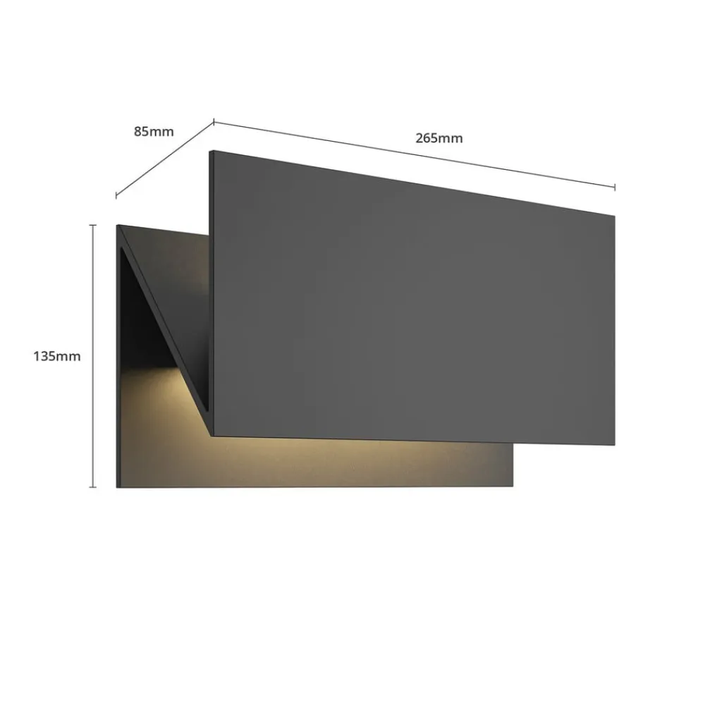 Lucande Terrassebelysning|Væglamper>udendørs LED-væglampe Meja, sort, metal, IP54