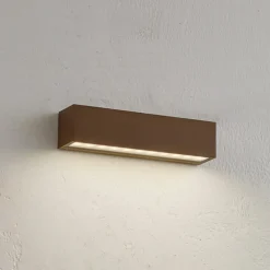 Lucande udendørs LED-væglampe Lengo, 25 cm, brun, down, 3000K