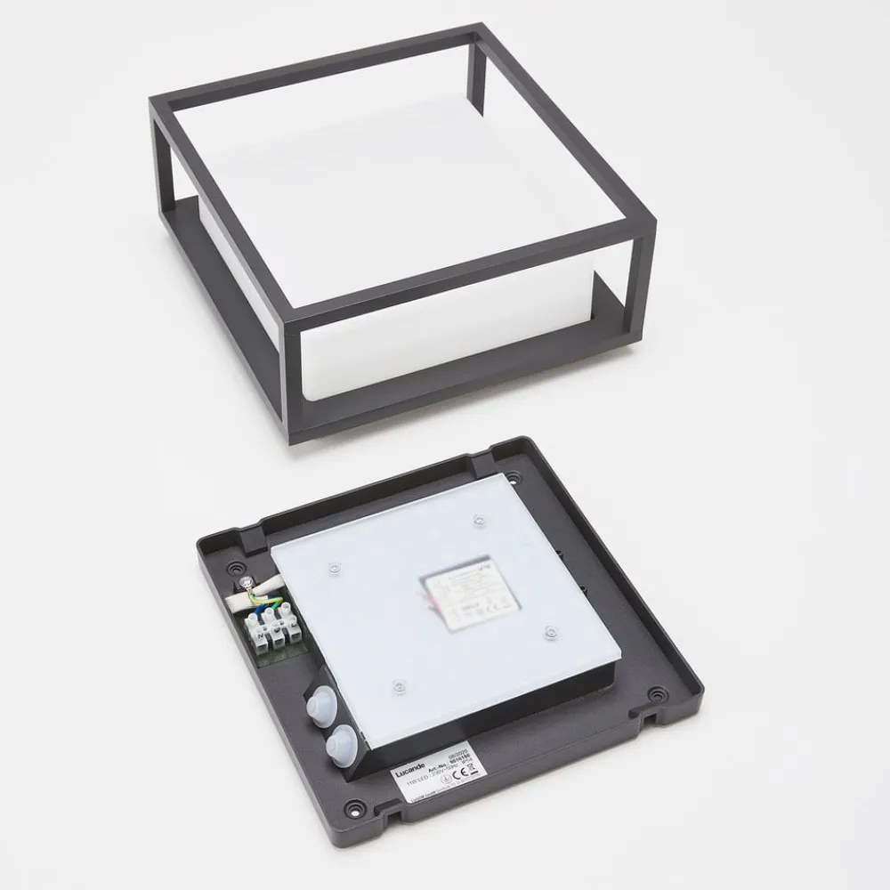 Lucande Terrassebelysning|Væglamper>udendørs LED-væglampe Ilirian, antracit, aluminium, 25 cm