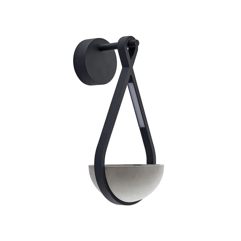 Lucande Terrassebelysning|Væglamper>udendørs LED-væglampe Florka, natursten, hængende kurv