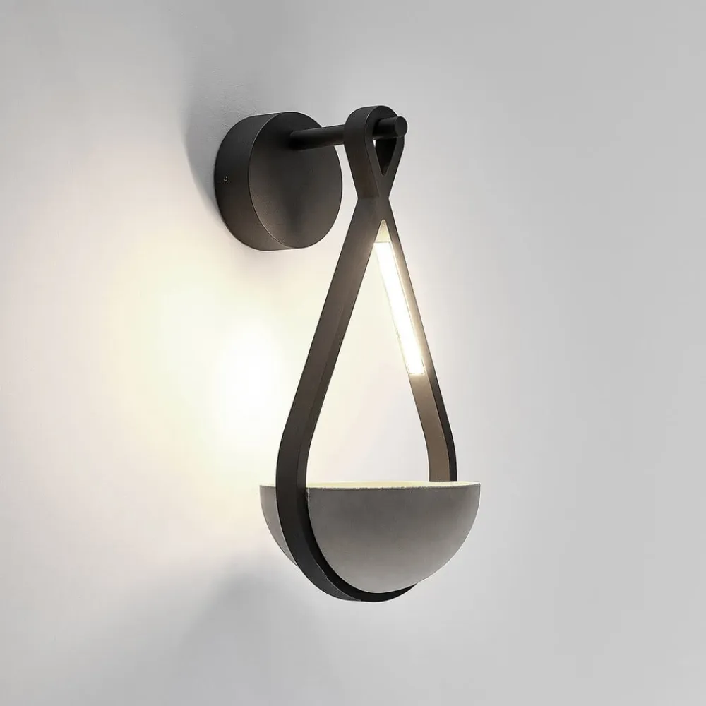 Lucande Terrassebelysning|Væglamper>udendørs LED-væglampe Florka, natursten, hængende kurv