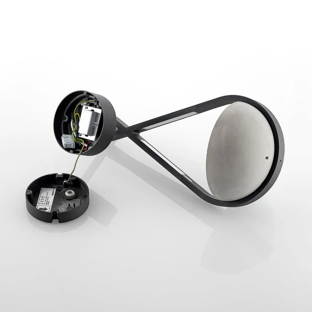 Lucande Terrassebelysning|Væglamper>udendørs LED-væglampe Florka, natursten, hængende kurv