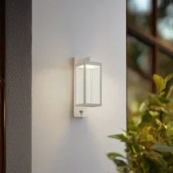 udendørs LED-væglampe Ferdinand, hvid, sensor, 38 cm^Lucande New