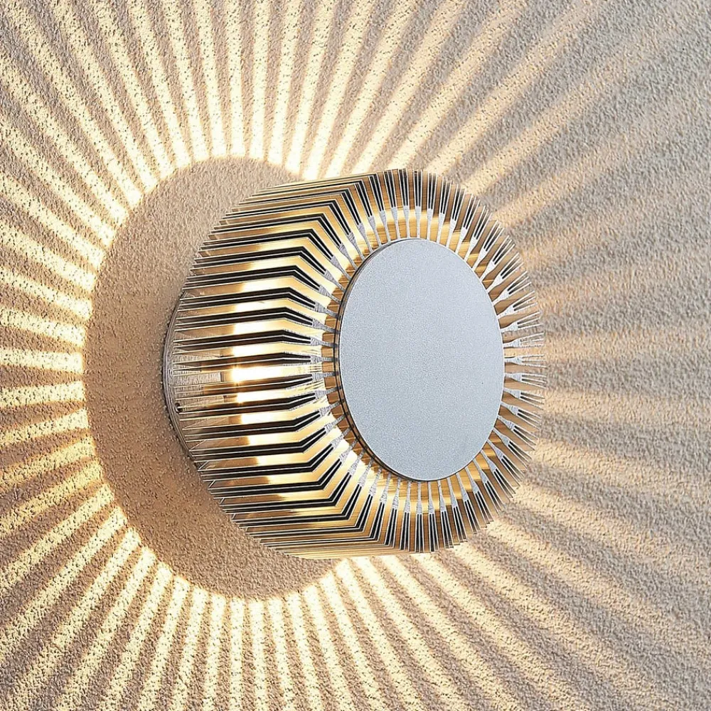 udendørs LED-væglampe Keany, metal, Ø 16 cm, IP54^Lucande