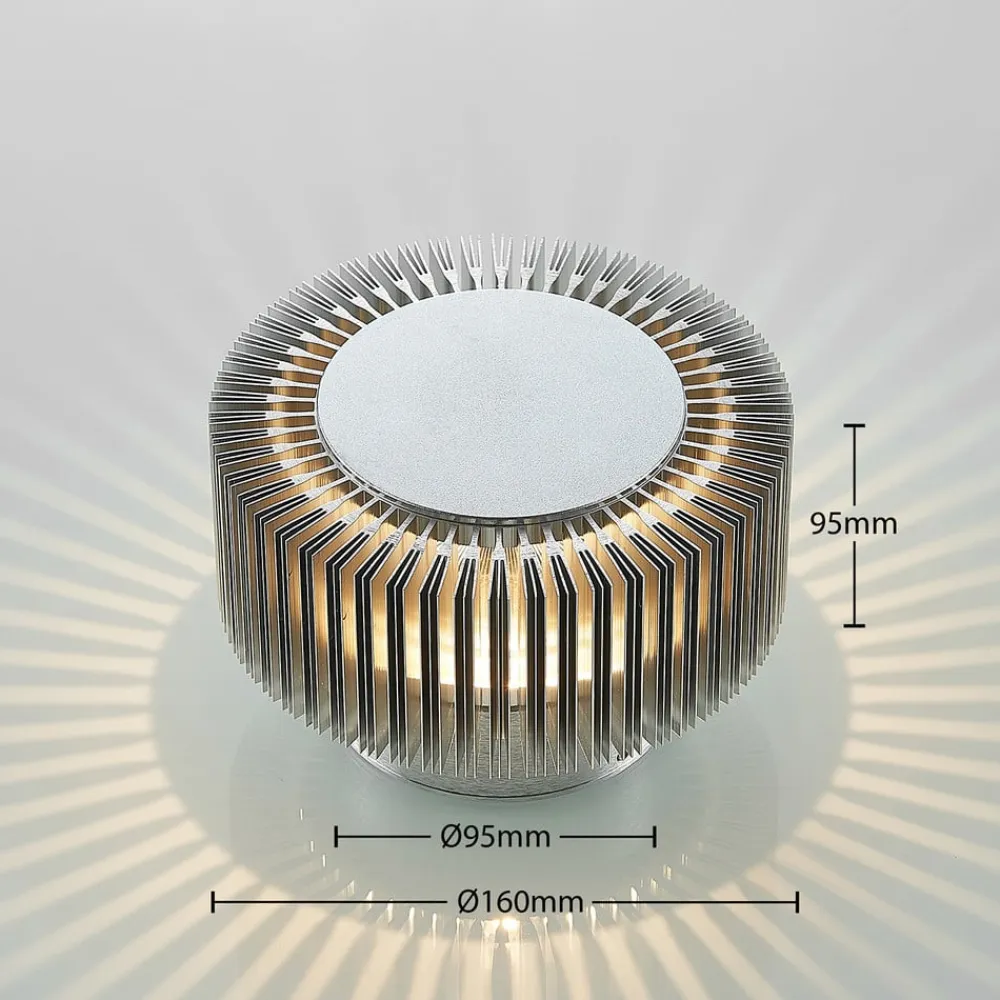 udendørs LED-væglampe Keany, metal, Ø 16 cm, IP54^Lucande